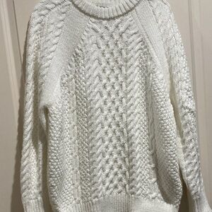 Forever 21 White Cable Knit Turtleneck Sweater